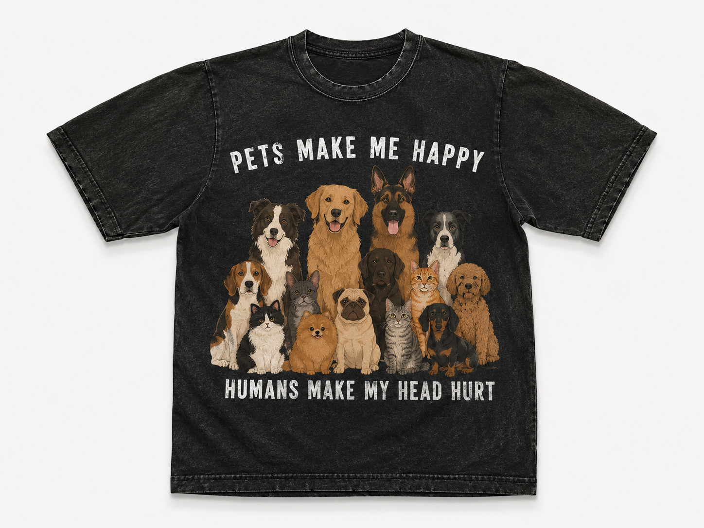 Pets Make Me Happy, Humans Make My Head Hurt – Vintage Dog Lover Tee