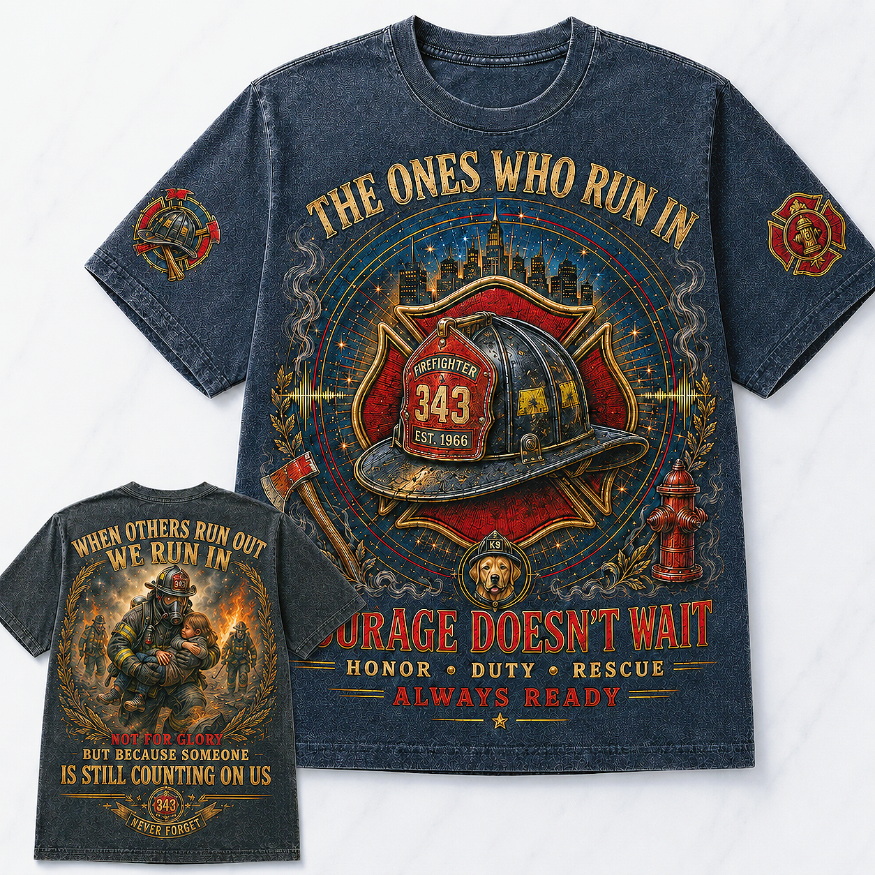 The Ones Who Run In Firefighter Tribute T-Shirt