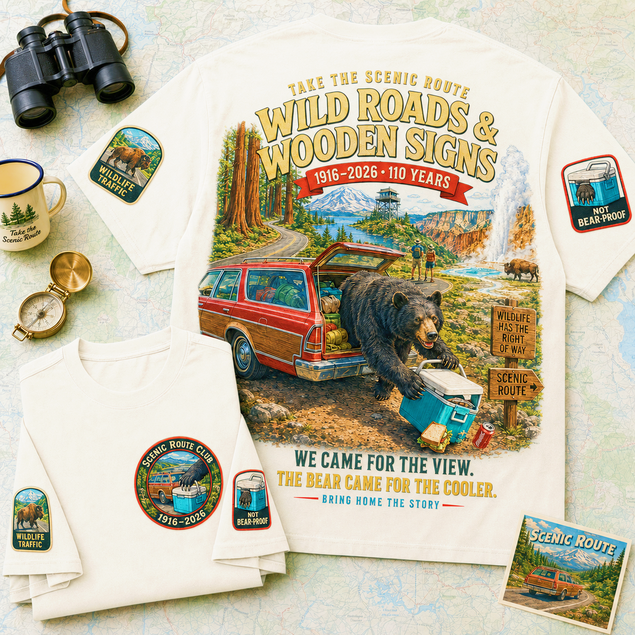 Wild Roads & Wooden Signs Bear Adventure T-Shirt