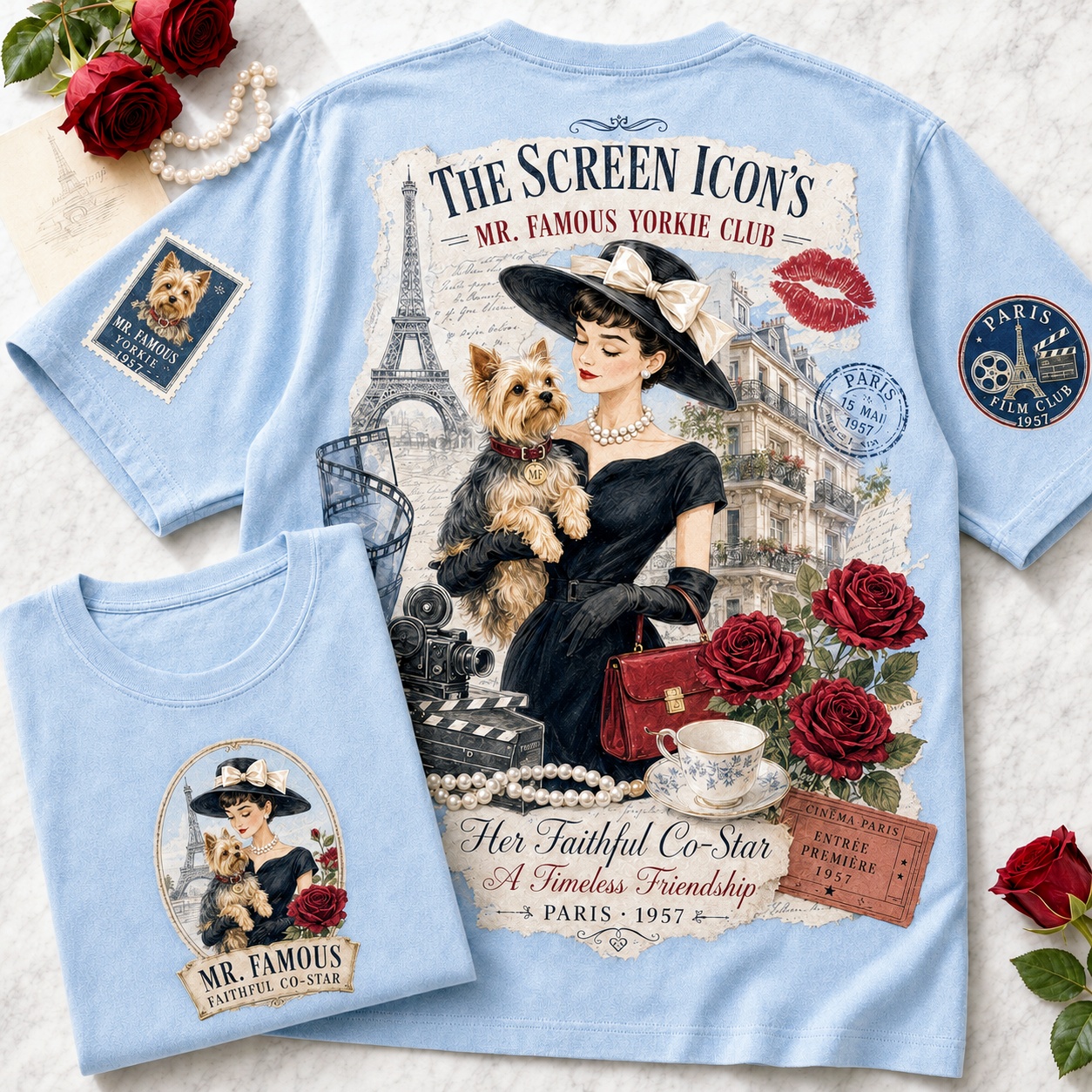 Audrey Hepburn Yorkie Tribute Tee
