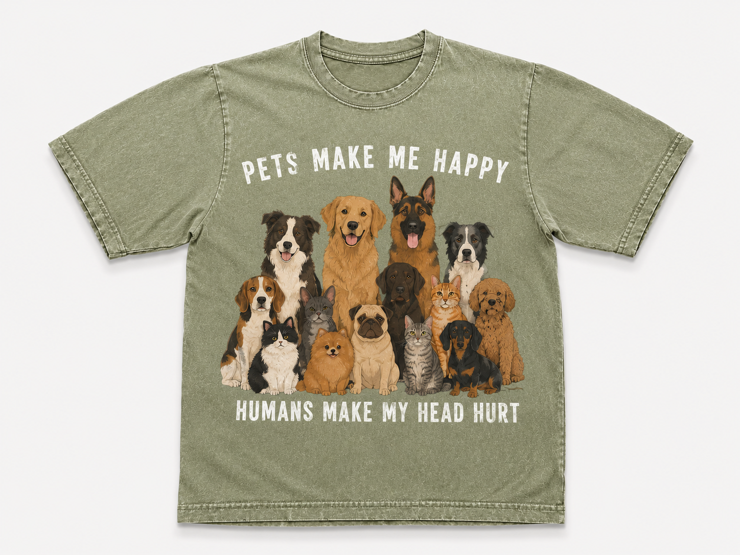 Pets Make Me Happy, Humans Make My Head Hurt – Vintage Dog Lover Tee