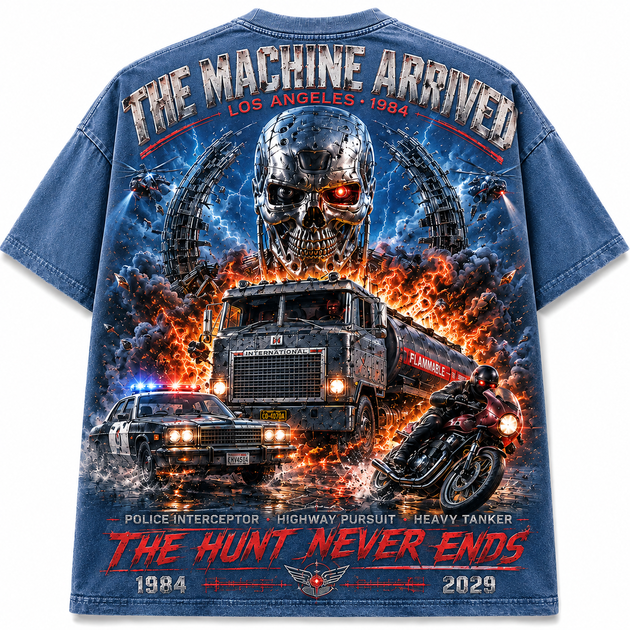 The Hunt Never Ends Retro Highway Pursuit T-Shirt