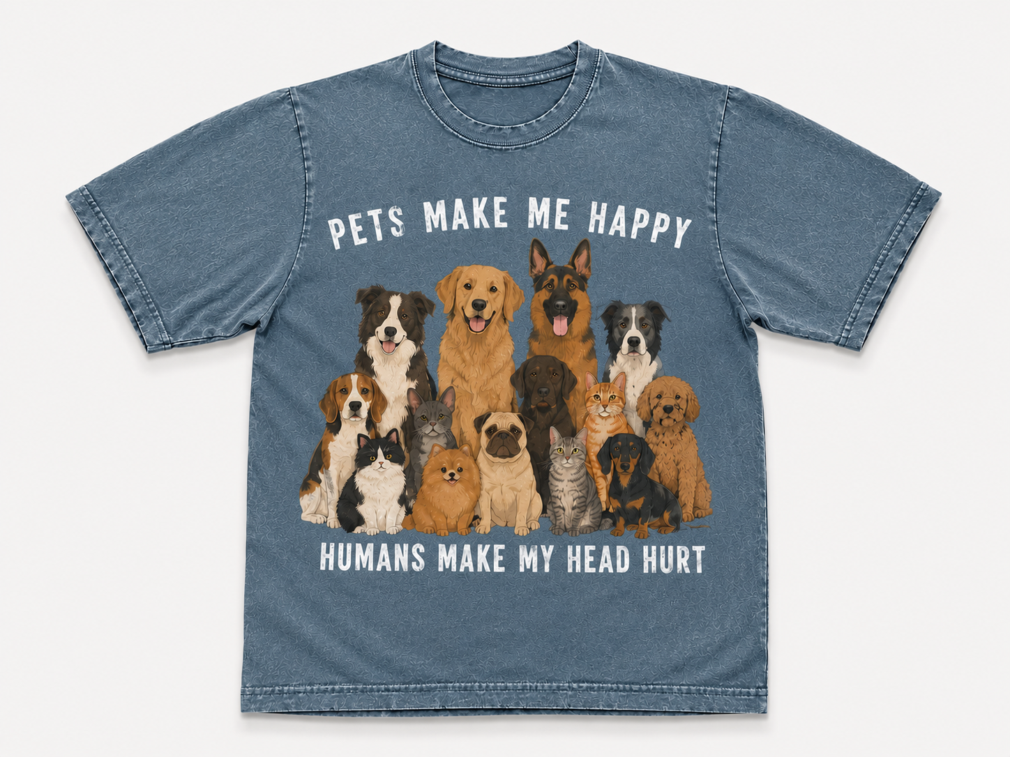 Pets Make Me Happy, Humans Make My Head Hurt – Vintage Dog Lover Tee