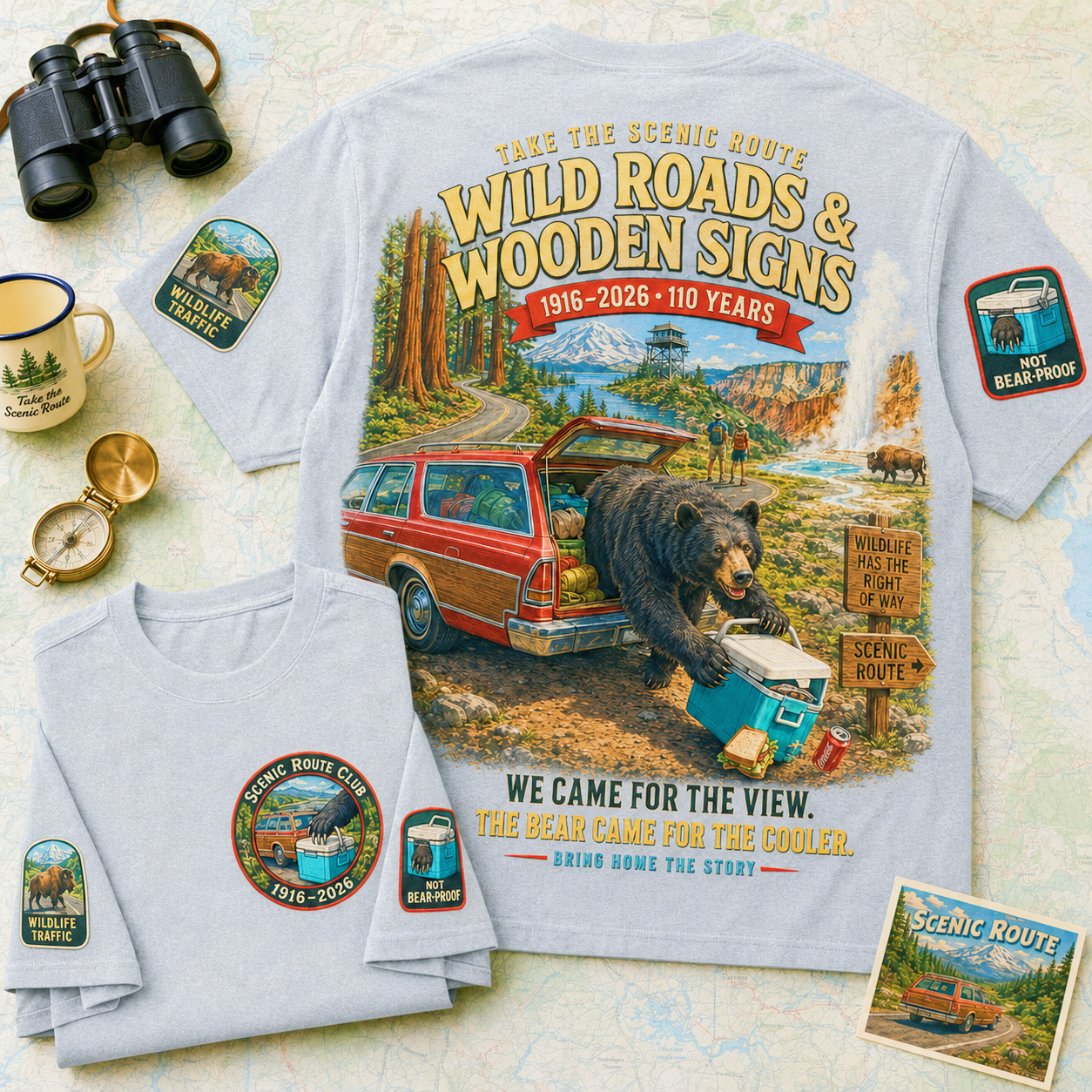 Wild Roads & Wooden Signs Bear Adventure T-Shirt