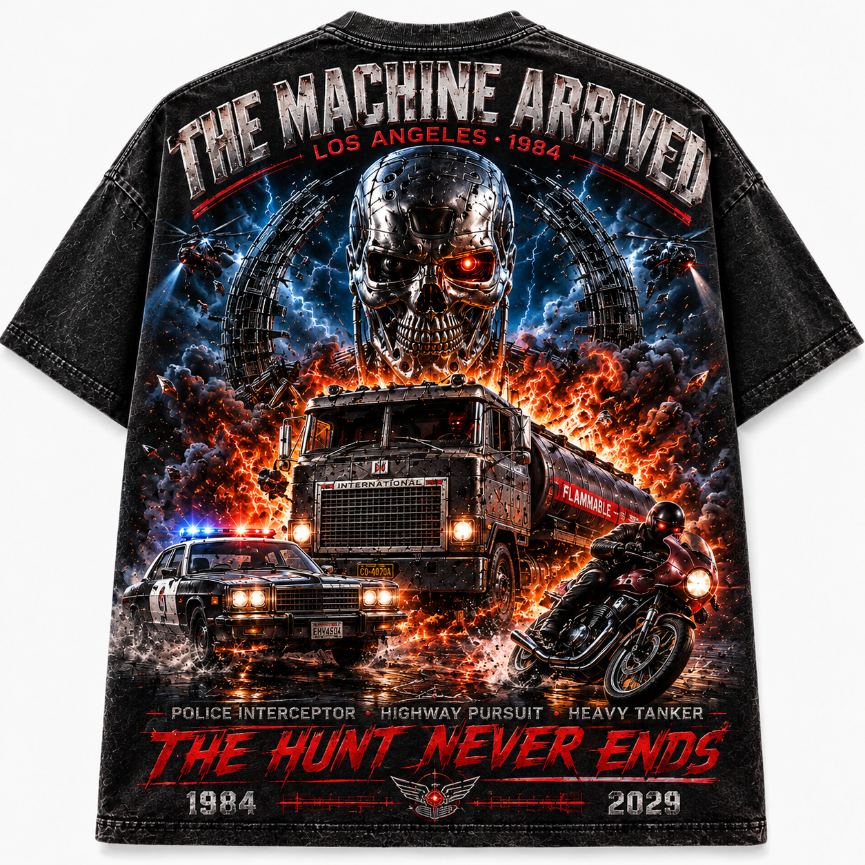 The Hunt Never Ends Retro Highway Pursuit T-Shirt