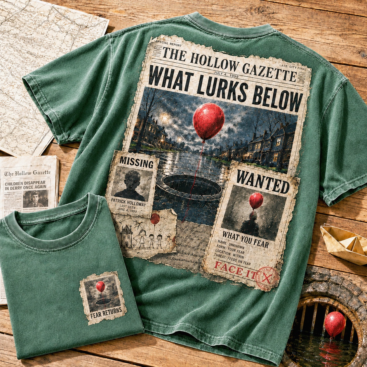 Wanted Red Balloon Horror Tee