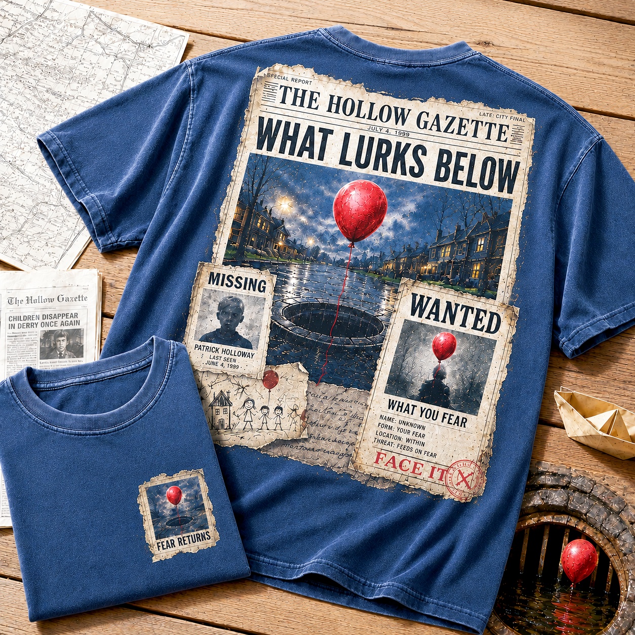 Wanted Red Balloon Horror Tee