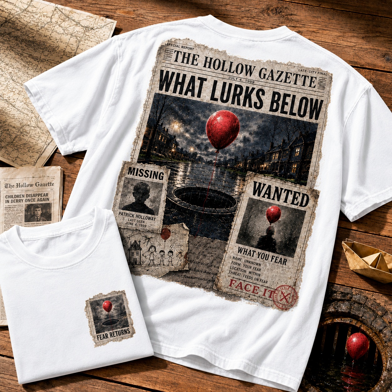 Wanted Red Balloon Horror Tee