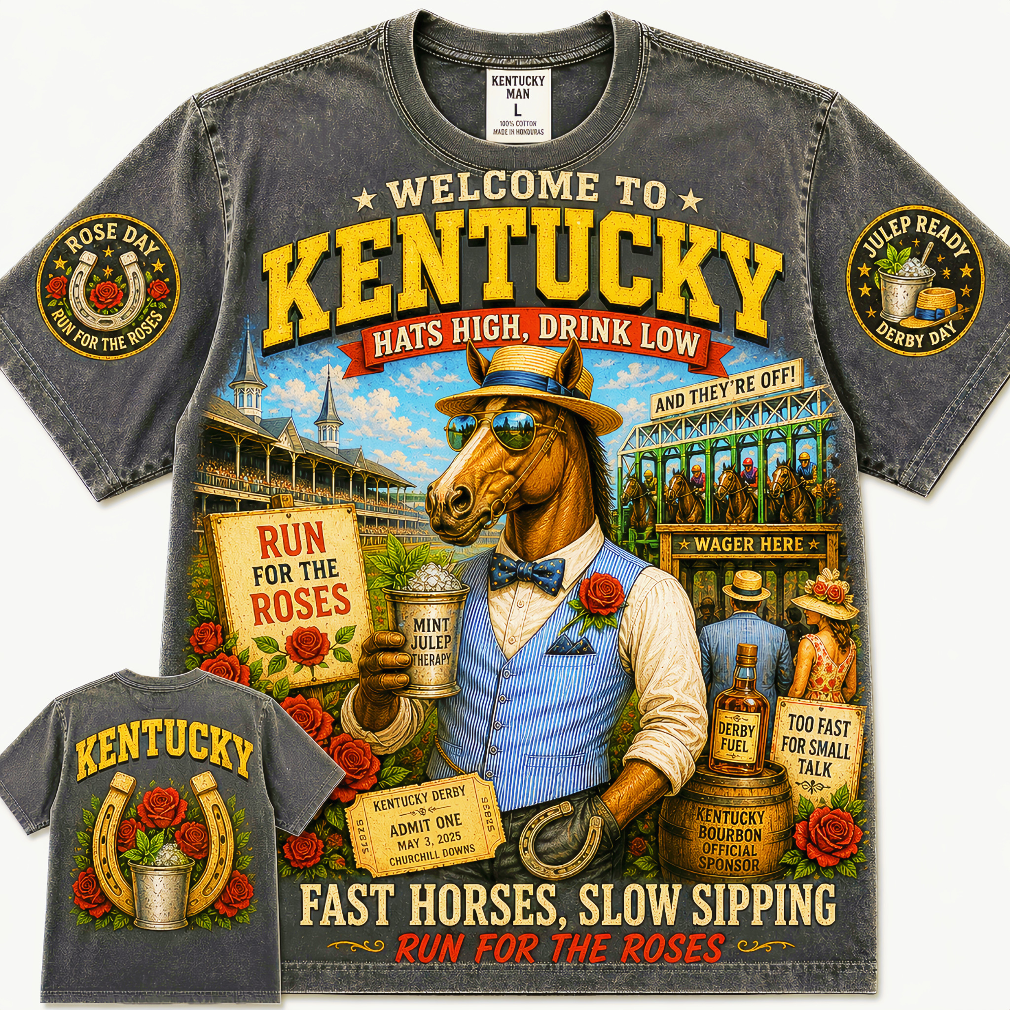 Kentucky Fast Horses Slow Sipping T-Shirt