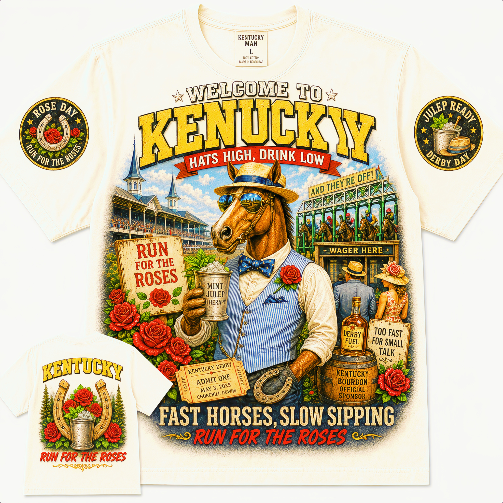 Kentucky Fast Horses Slow Sipping T-Shirt
