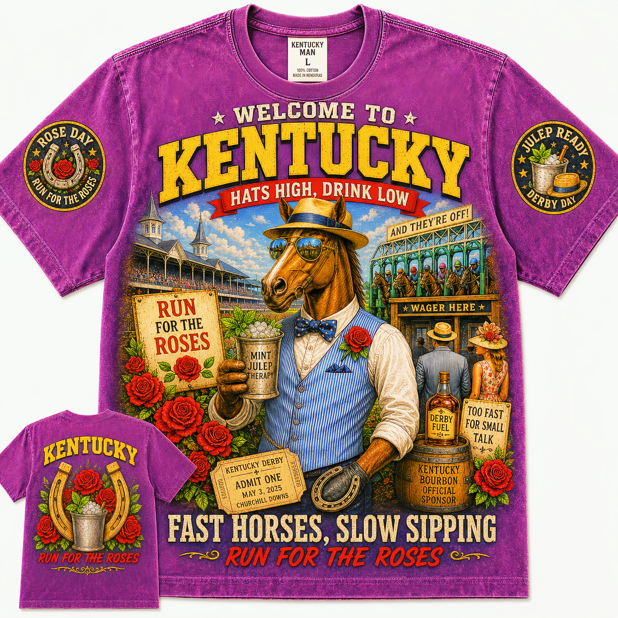 Kentucky Fast Horses Slow Sipping T-Shirt