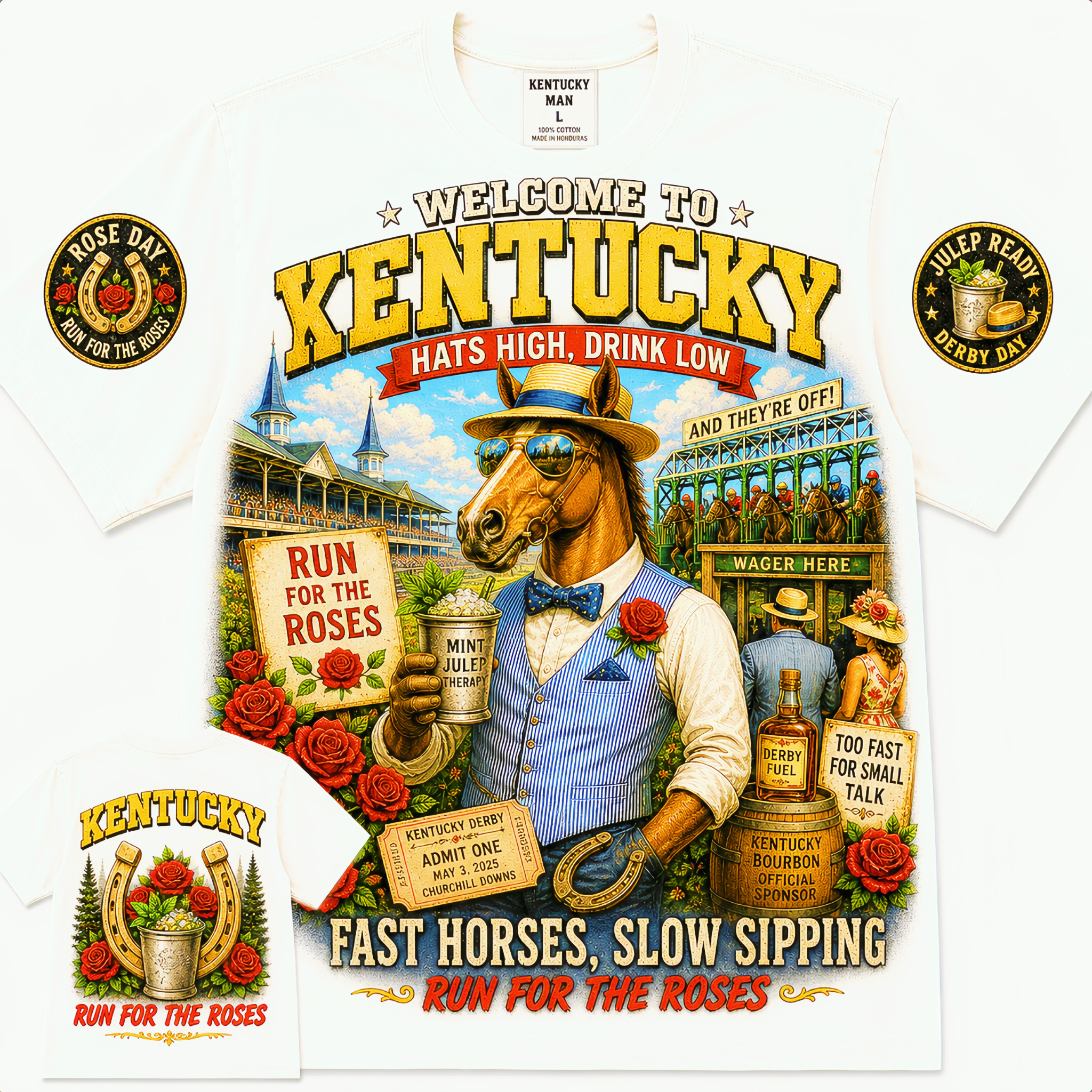 Kentucky Fast Horses Slow Sipping T-Shirt
