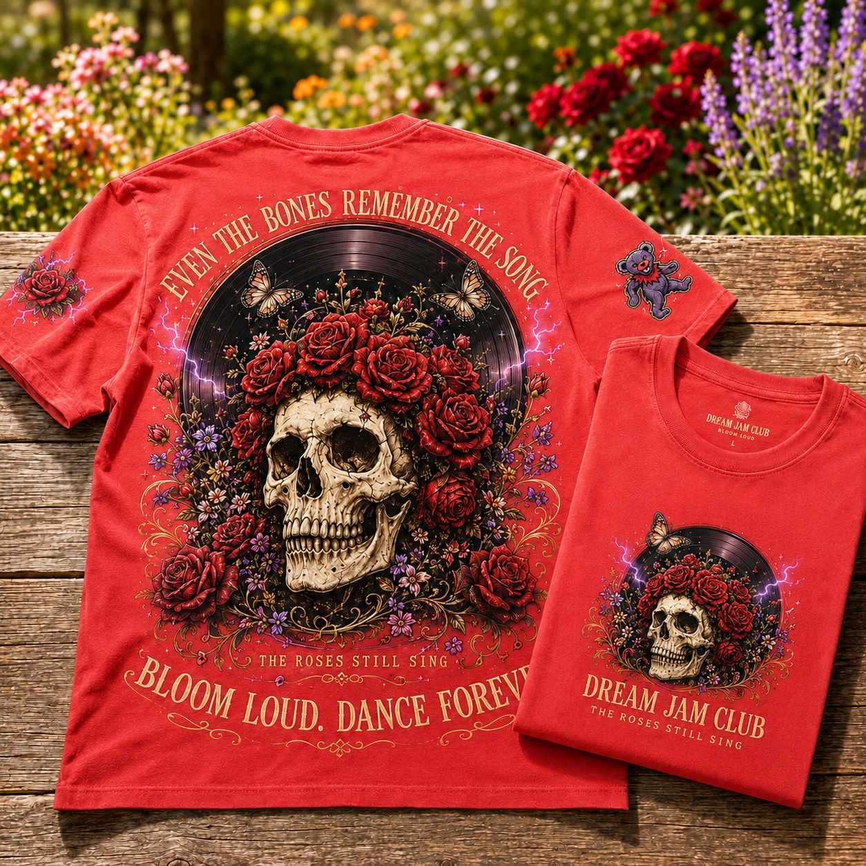 Bloom Loud Skull Rose Music Tee