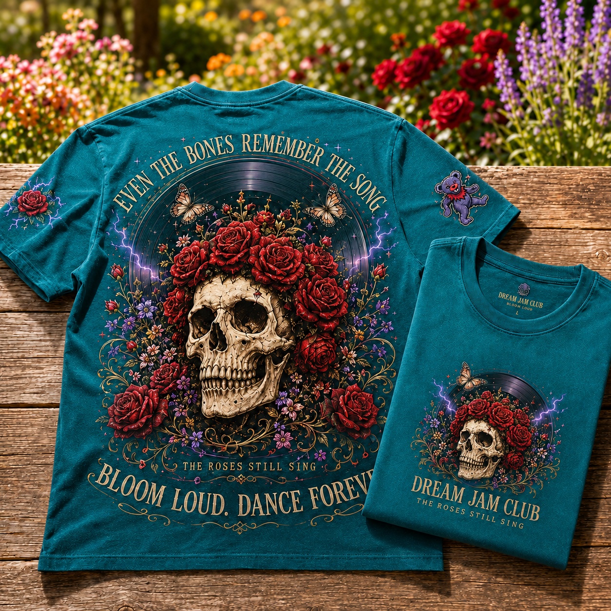 Bloom Loud Skull Rose Music Tee