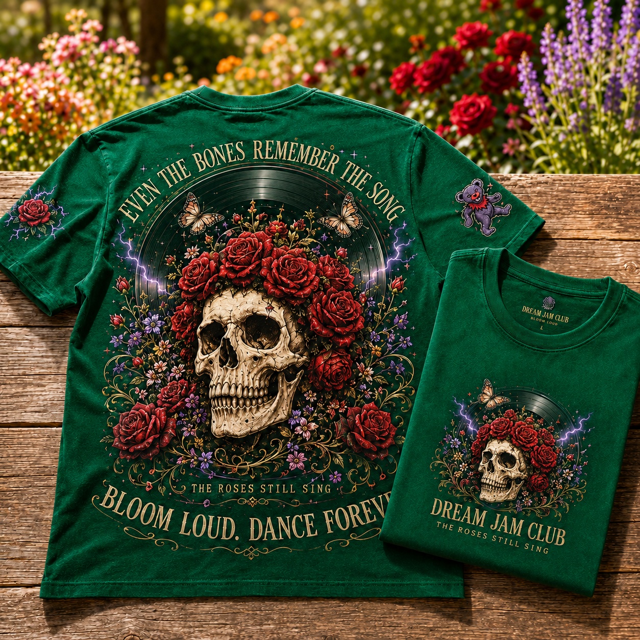 Bloom Loud Skull Rose Music Tee