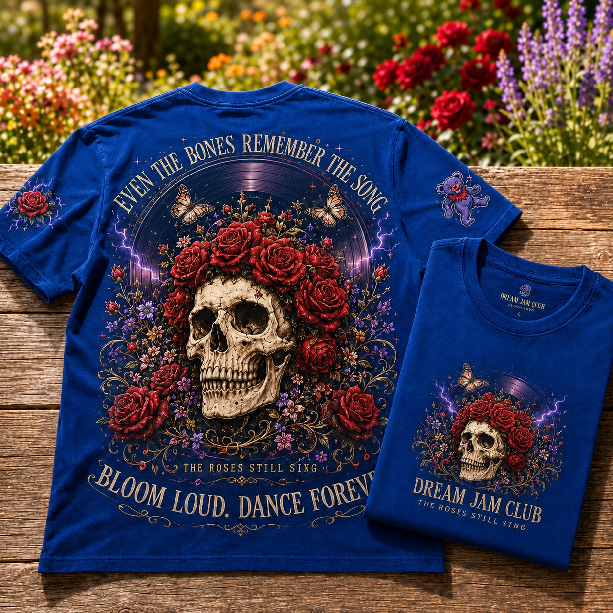 Bloom Loud Skull Rose Music Tee