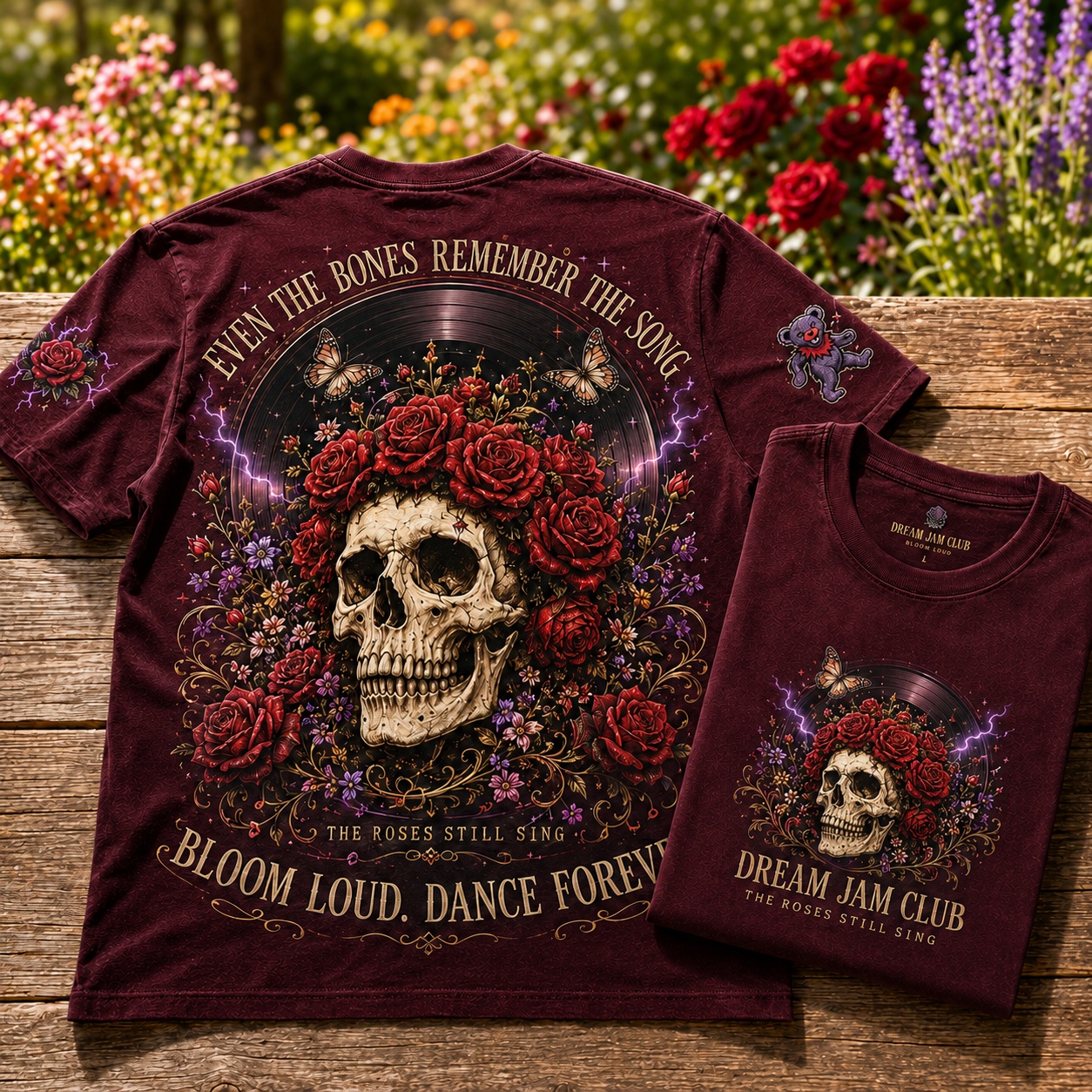 Bloom Loud Skull Rose Music Tee
