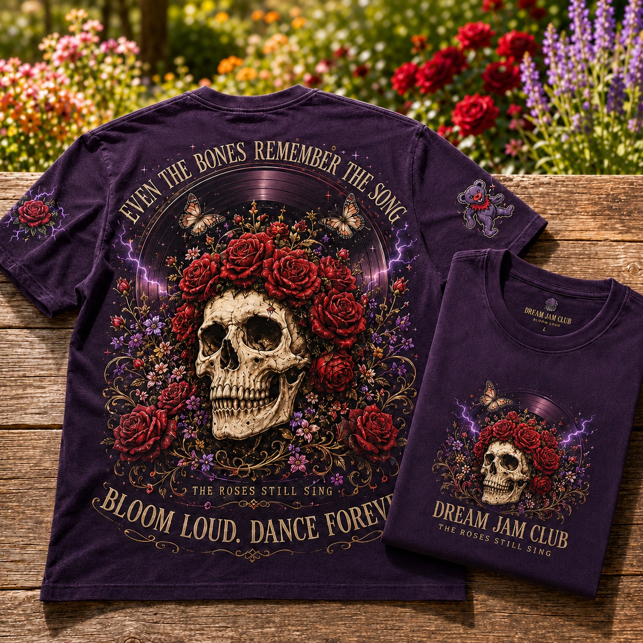 Bloom Loud Skull Rose Music Tee