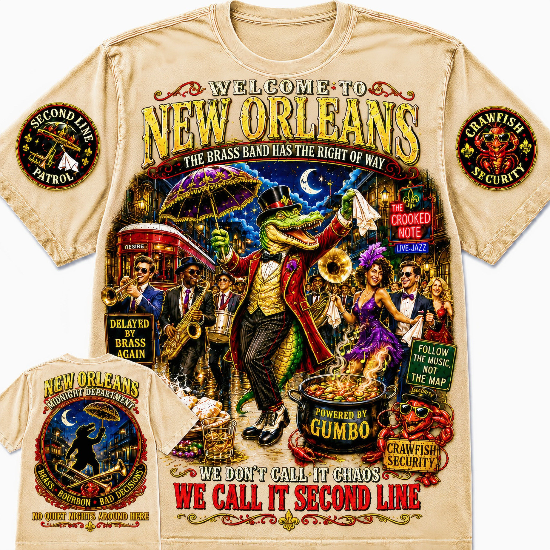 New Orleans Second Line Gator T-Shirt