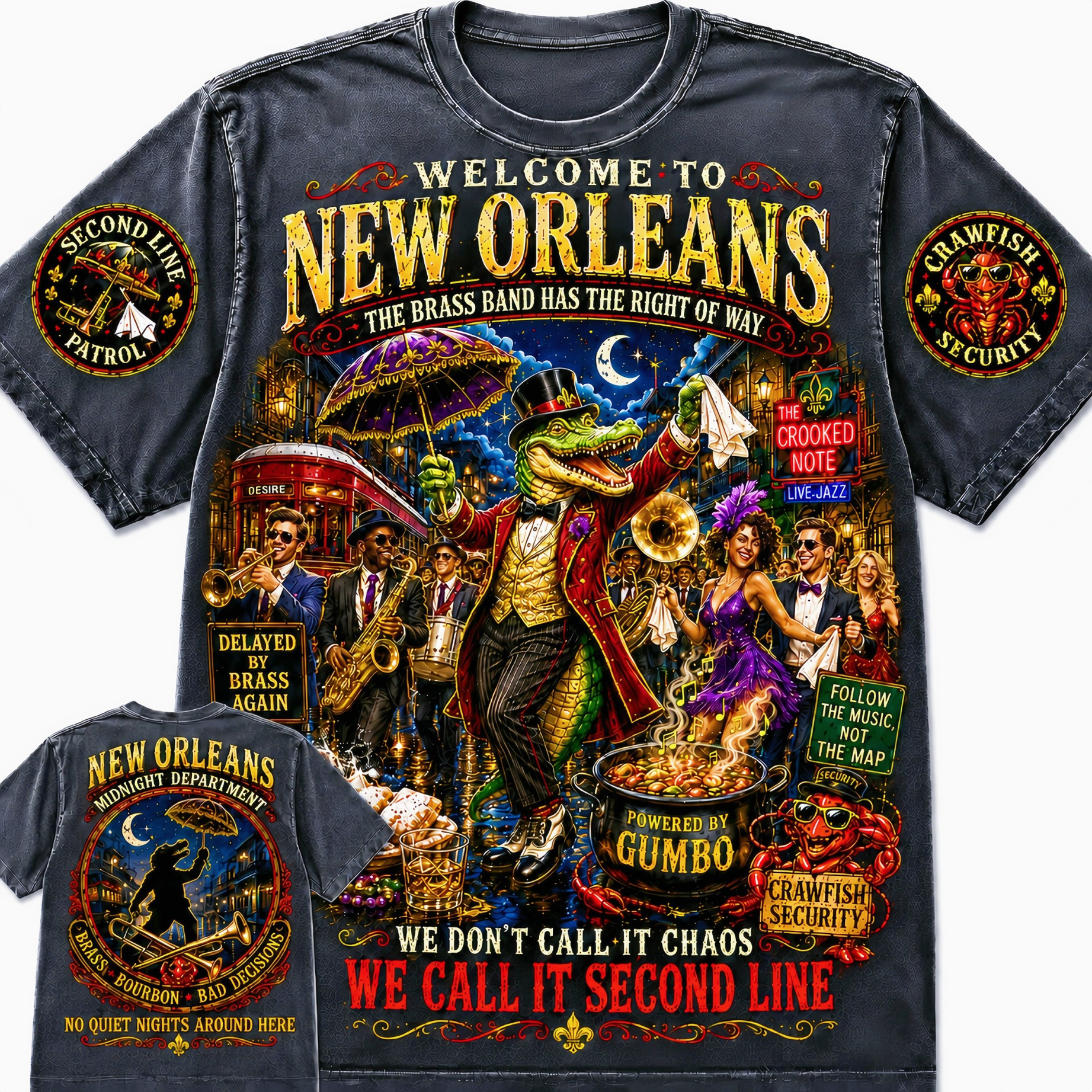 New Orleans Second Line Gator T-Shirt