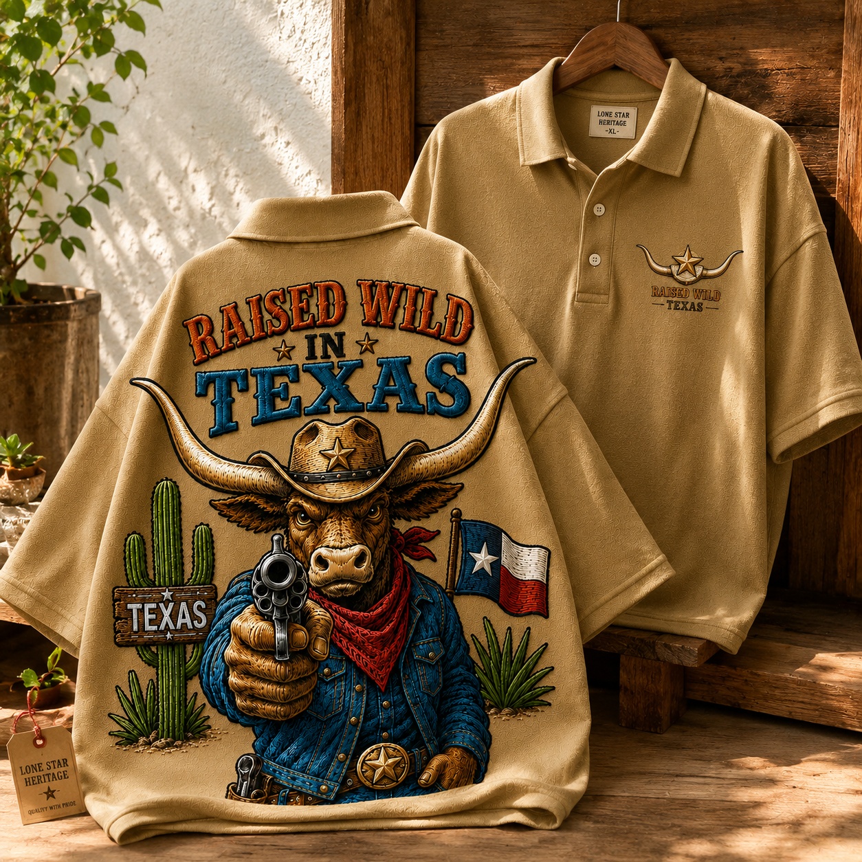 Raised Wild In Texas Oversized Polo