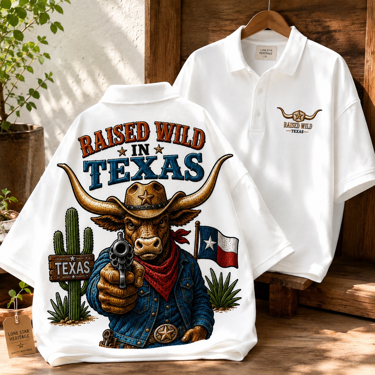 Raised Wild In Texas Oversized Polo