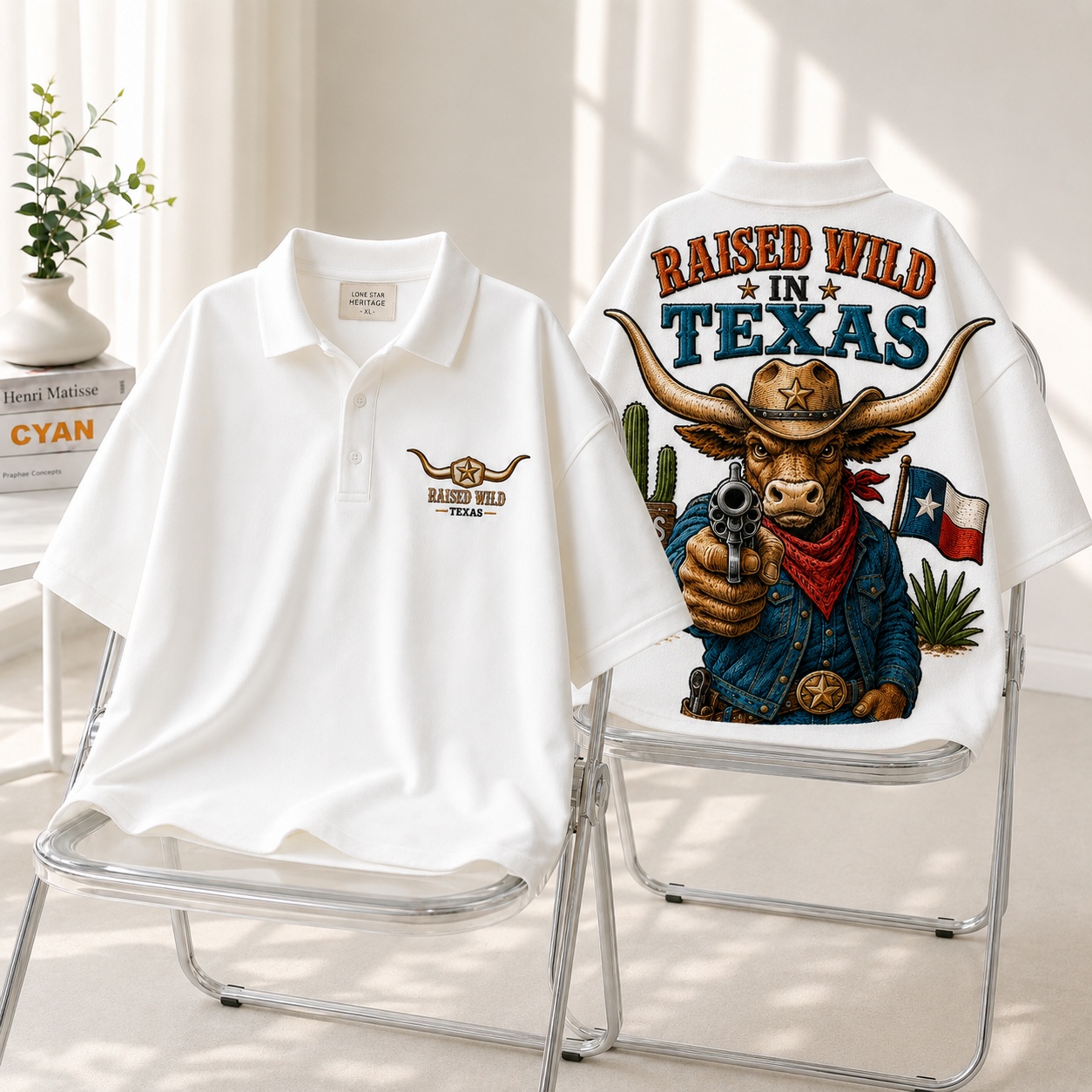 Raised Wild In Texas Oversized Polo
