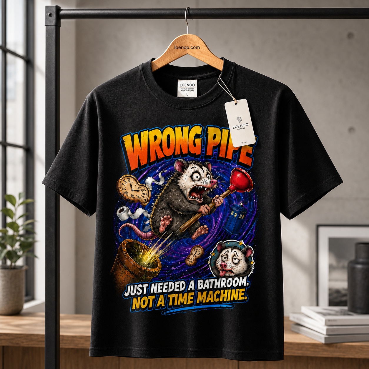 Wrong Drain Time Portal Possum Tee