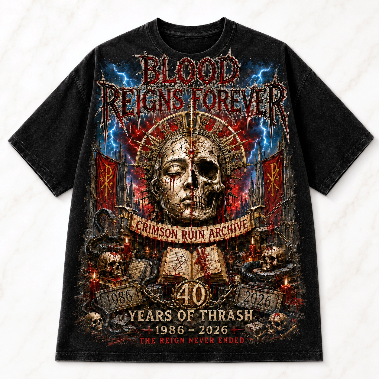 40 Years of Thrash Blood Rain Graphic Tee