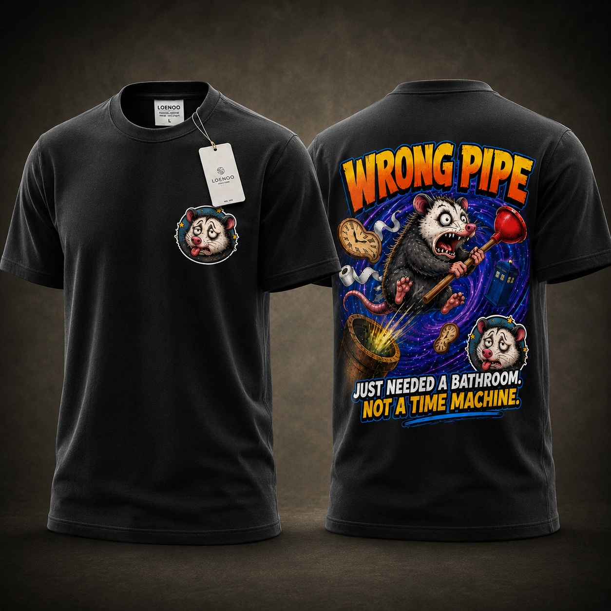 Wrong Drain Time Portal Possum Tee