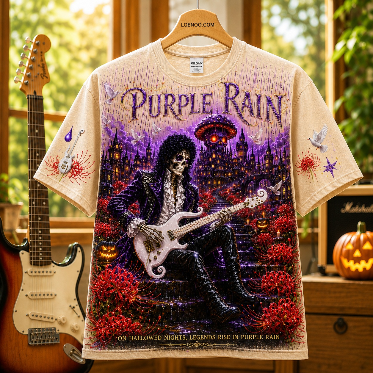 Purple Rain Skeleton Rock Tee