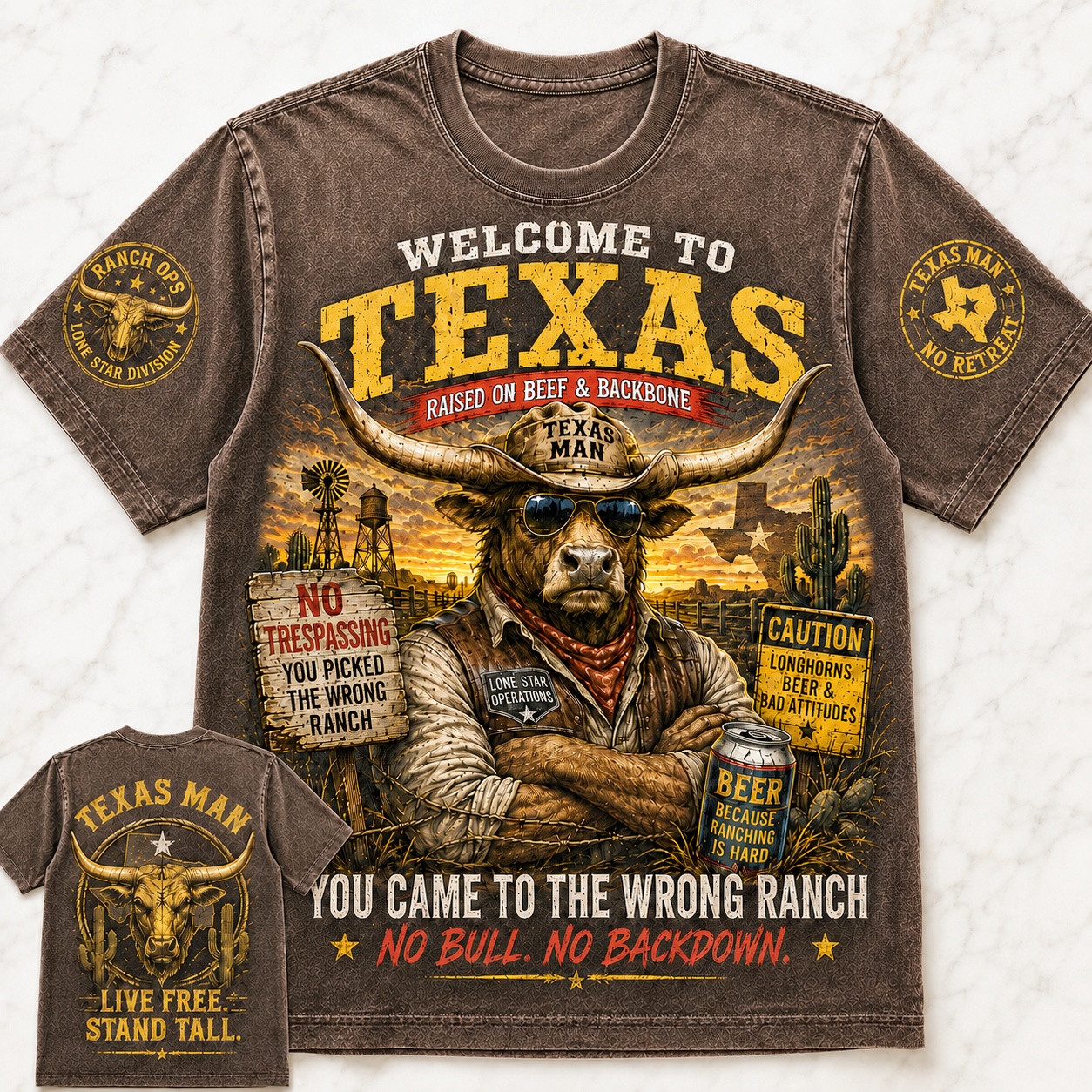 Texas No Backdown Ranch Tee