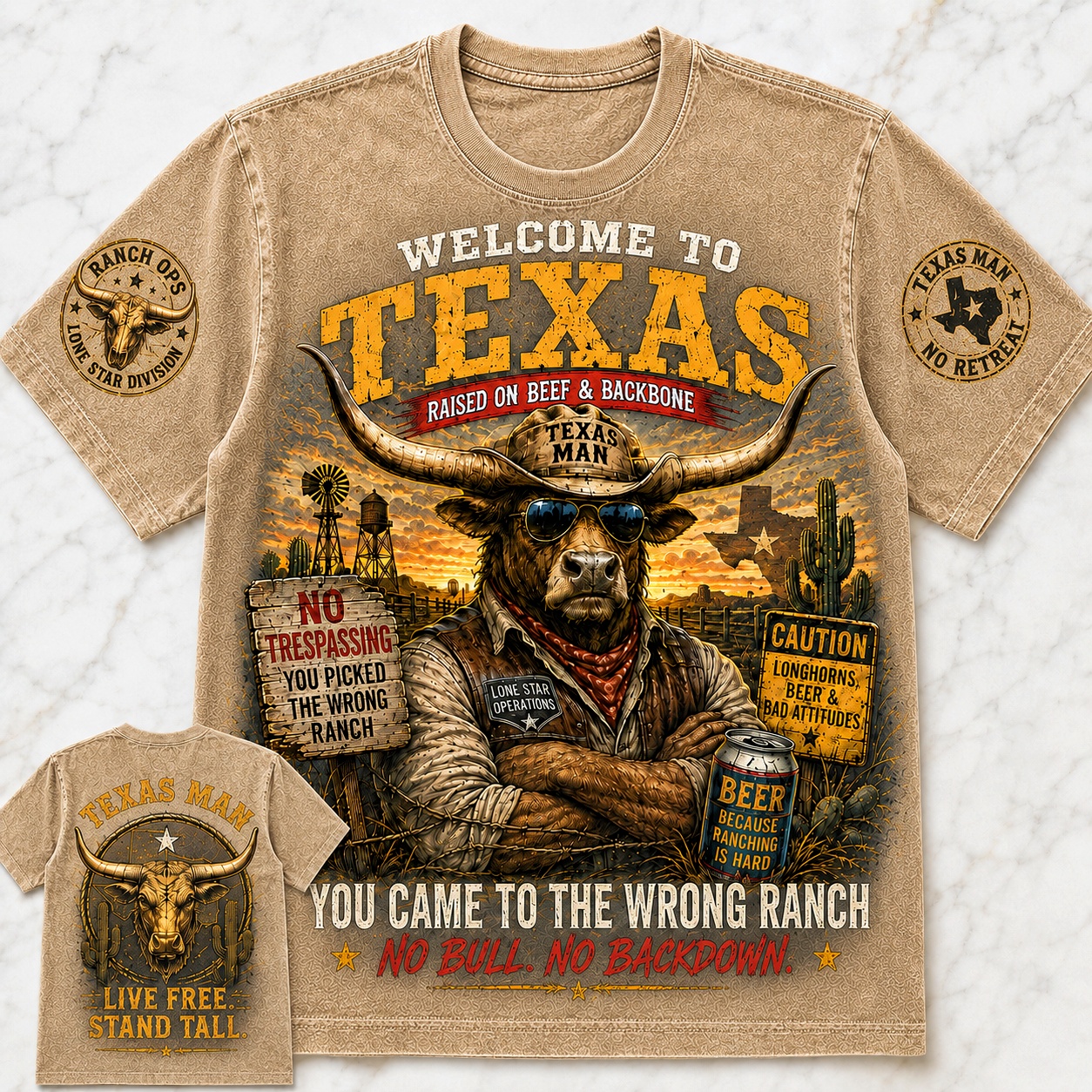 Texas No Backdown Ranch Tee