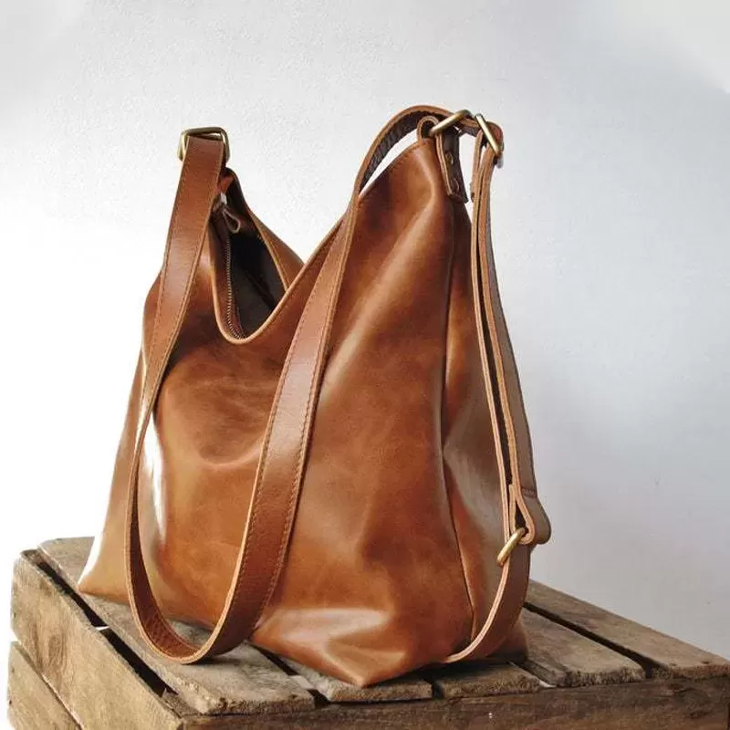 Versatile Tan Leather Bag