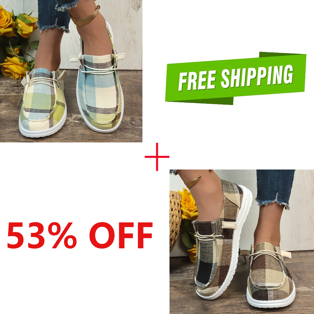 🔥LAST DAY 50% OFF - Women's Casual Comfy Lightweight Plaid Canvas Shoes