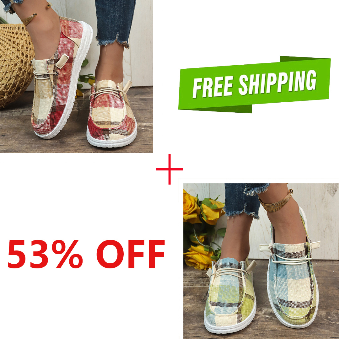 🔥LAST DAY 50% OFF - Women's Casual Comfy Lightweight Plaid Canvas Shoes