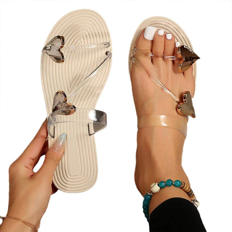Platte orthopedische pantoffels met open teen in hartvorm