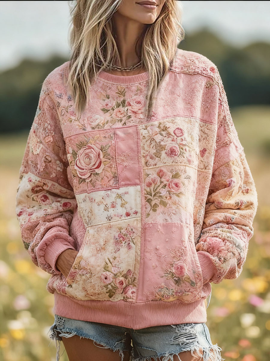 Women's Breast Cancer Awareness Floral Printed Sweatshirt