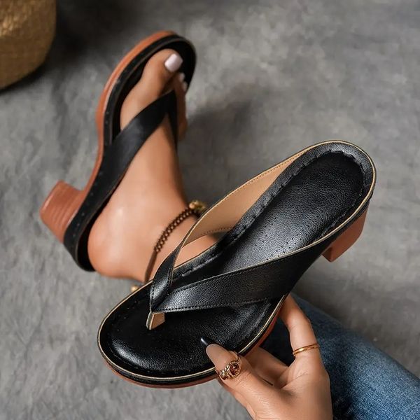 🔥Best Seller-Last Day Sale 60% OFF🔥Women'S Solid Color Summer Chunky Heel Sandals ( Buy 2 Free Shipping )