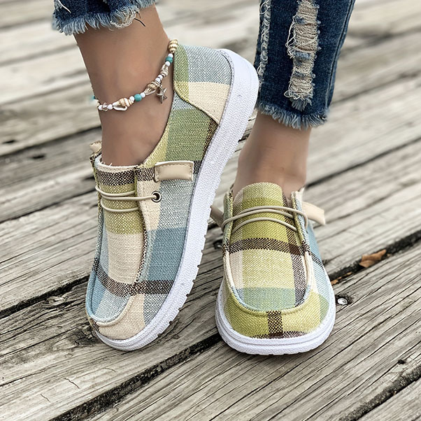 🔥LAST DAY 50% OFF - Women's Casual Comfy Lightweight Plaid Canvas Shoes