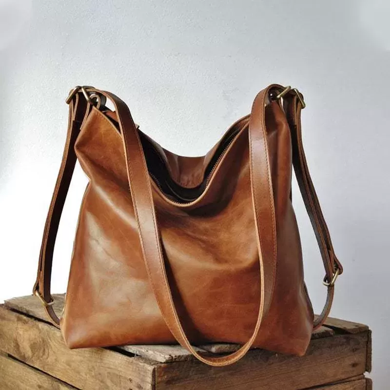 Versatile Tan Leather Bag