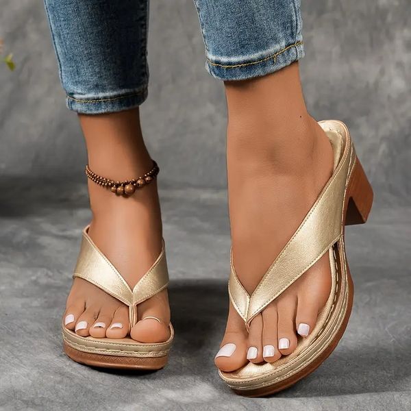 🔥Best Seller-Last Day Sale 60% OFF🔥Women'S Solid Color Summer Chunky Heel Sandals ( Buy 2 Free Shipping )