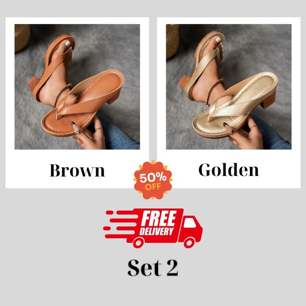 🔥Best Seller-Last Day Sale 60% OFF🔥Women'S Solid Color Summer Chunky Heel Sandals ( Buy 2 Free Shipping )