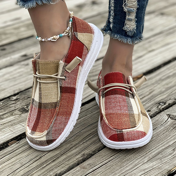 🔥LAST DAY 50% OFF - Women's Casual Comfy Lightweight Plaid Canvas Shoes