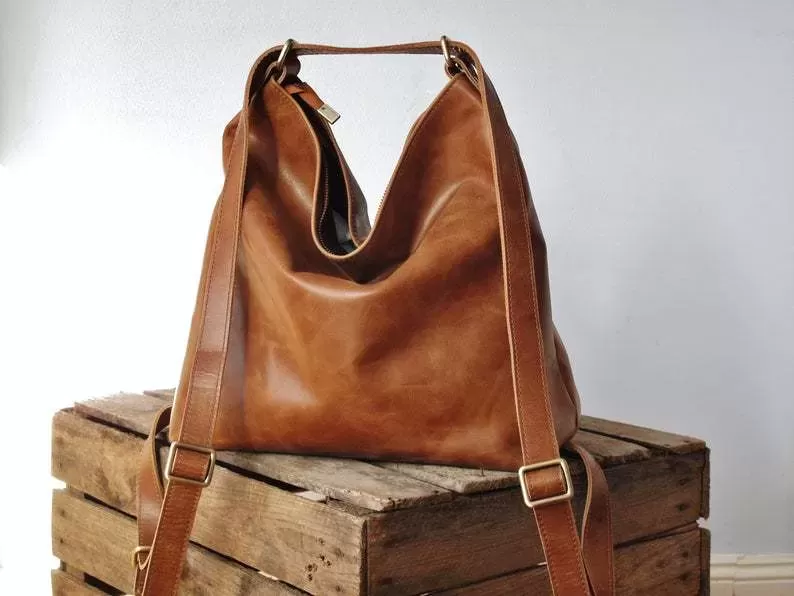 Versatile Tan Leather Bag