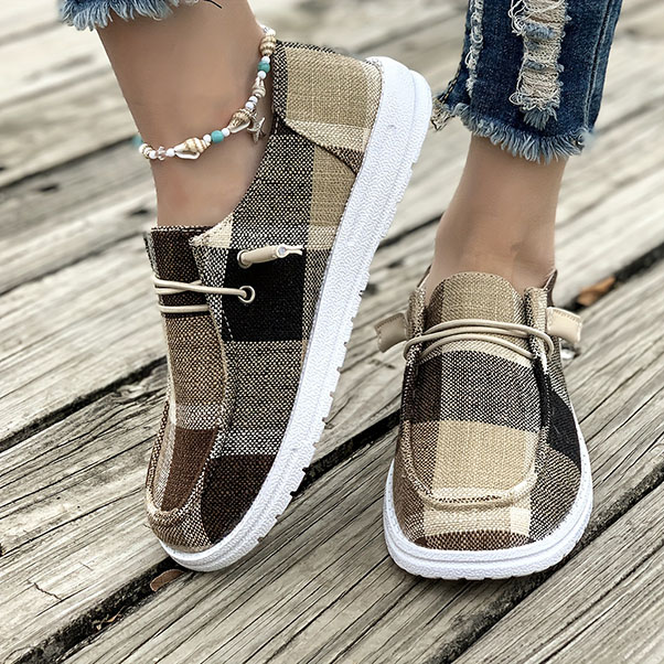 🔥LAST DAY 50% OFF - Women's Casual Comfy Lightweight Plaid Canvas Shoes