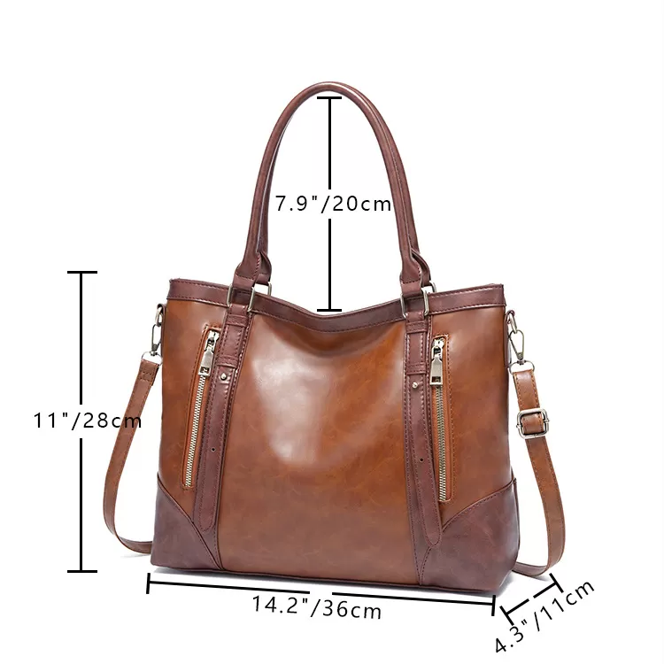 💝Last Day For Clearance 80%✨---Vintage Leather Zip Tote Bag
