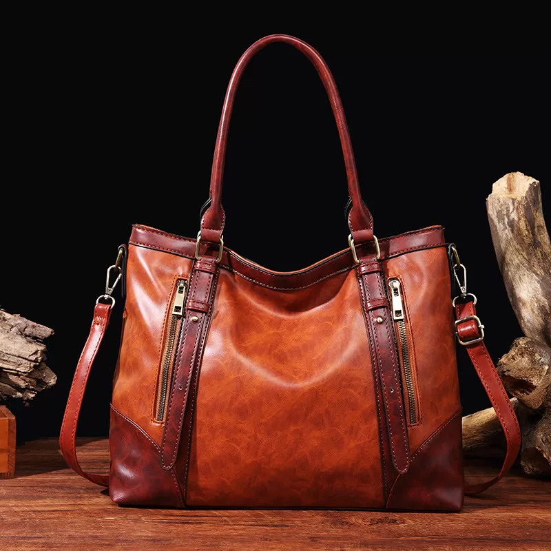 💝Last Day For Clearance 80%✨---Vintage Leather Zip Tote Bag