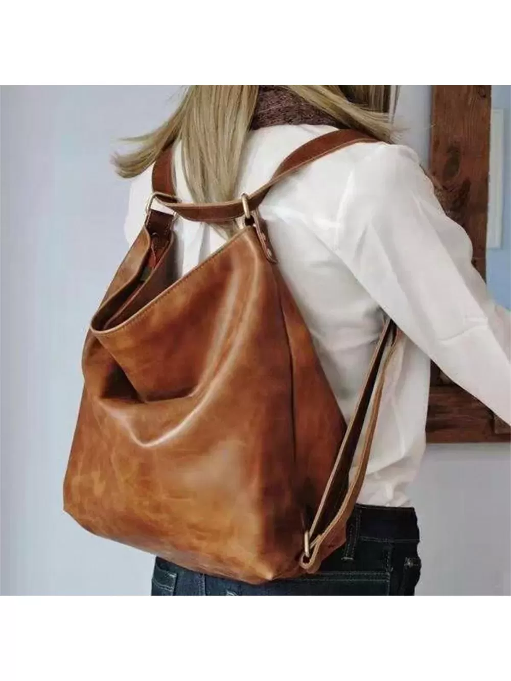 Versatile Tan Leather Bag