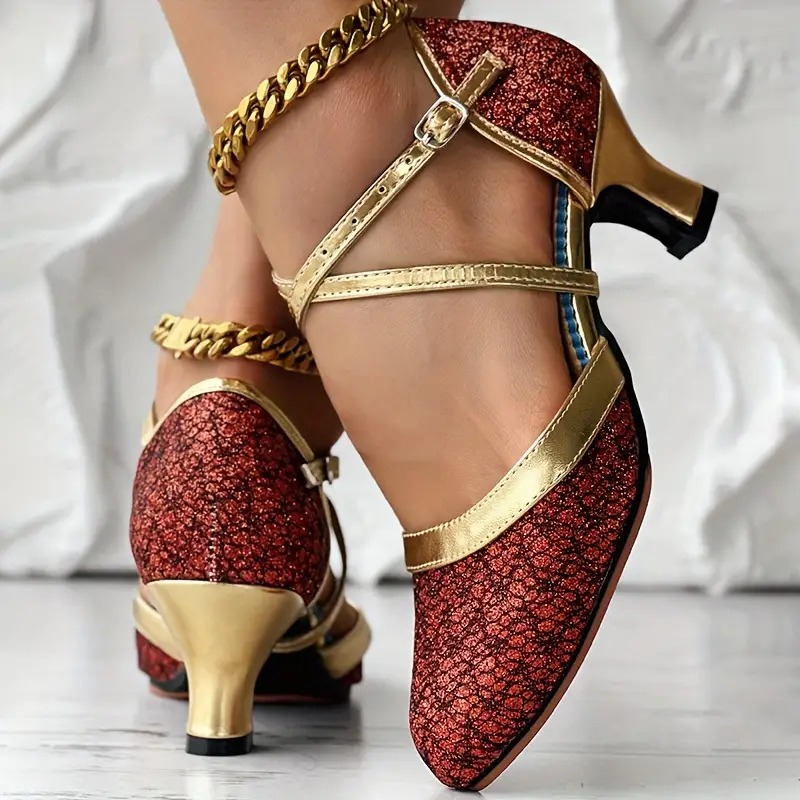 🔥😍Christmas Clearance Sale 80% off🌲--Women's Glitter D'Orsay Latin Dance Shoes✨